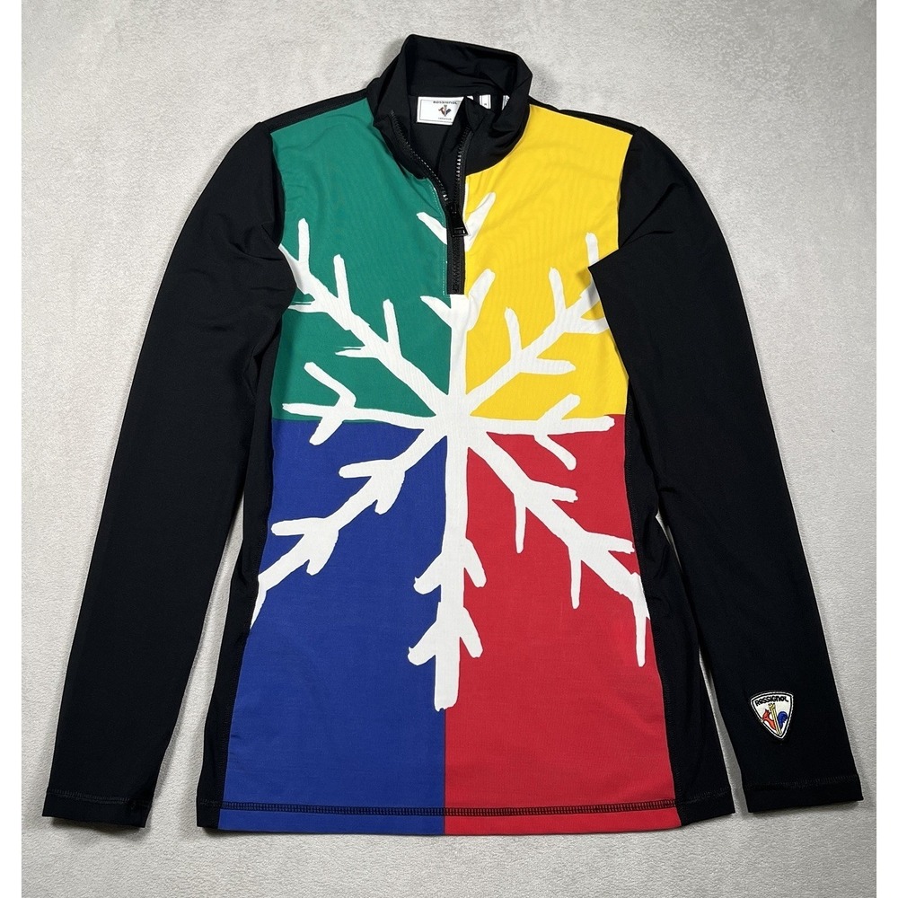 Rossignol Simy 1/4 Zip Ski Top Bold Multi Colorblock Print Size Medium Baselayer